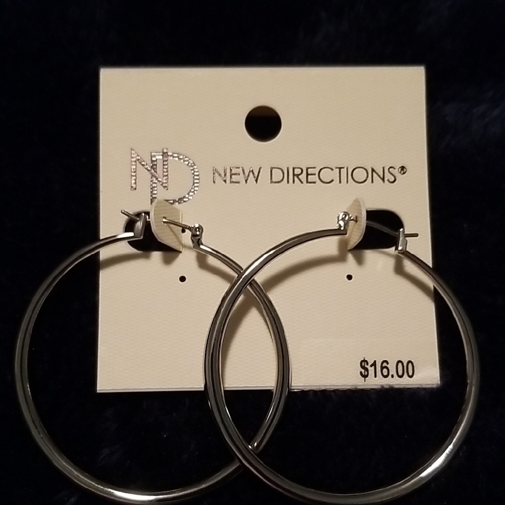 New Directions Silver Classic Hoop Earrings